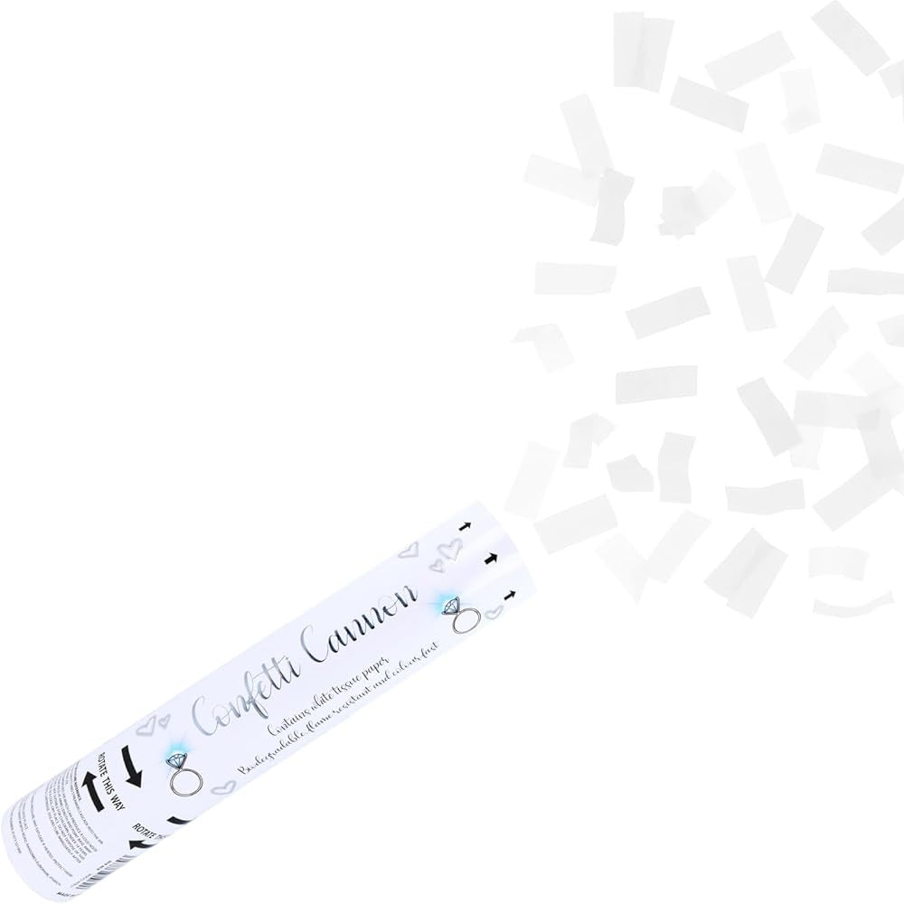 Henbrandt Wedding Confetti Cannon with Biodegradable Paper White 20cm X38830 | Heart and Ring Design | Party Popper for Engagements-Proposals and Celebrations | Easy Twist-To-Launch Design | Flame Resistant and Colour Fast