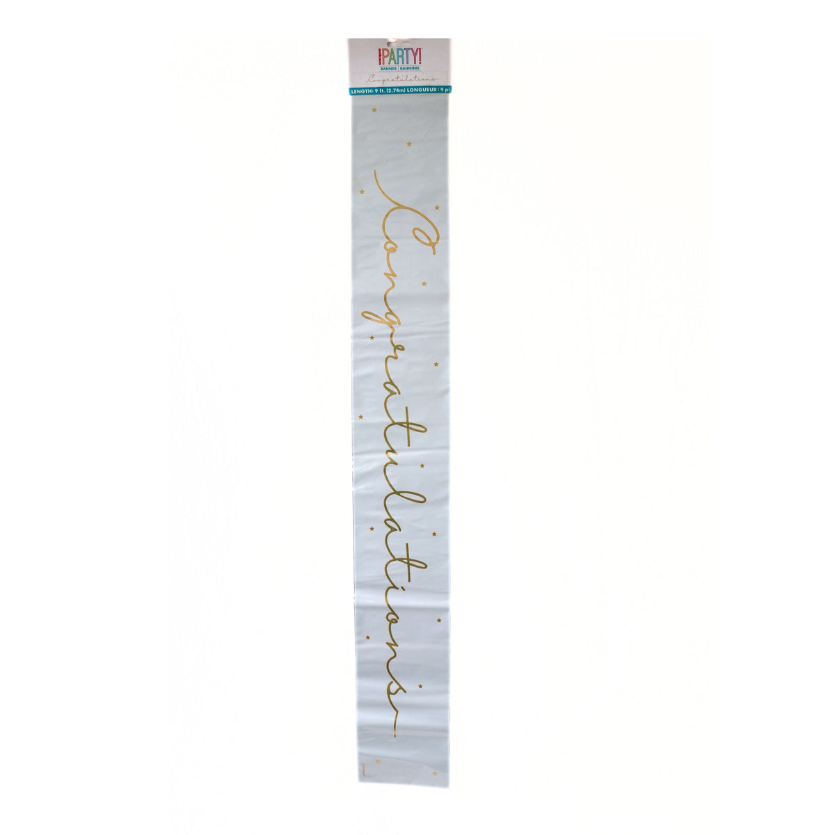 Unique Party Congratulations Foil Banner White and Golden 9Ft 11179859252