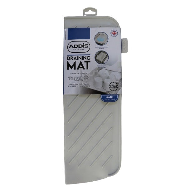Addis Draining Mat Light Grey 46cm x 31cm 519891 | Flexible and Durable Sink Drying Mat | Efficient Water Drainage Design | Folds Away for Easy Storage | Ideal for Kitchen Use | Fit with Addis Stainless Steel Drainers | Ideal for Adding Extra Drying Space Around Your Sink