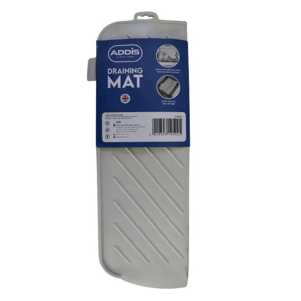 Addis Draining Mat Light Grey 46cm x 31cm 519891 | Flexible and Durable Sink Drying Mat | Efficient Water Drainage Design | Folds Away for Easy Storage | Ideal for Kitchen Use | Fit with Addis Stainless Steel Drainers | Ideal for Adding Extra Drying
