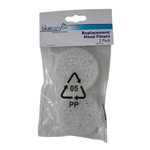 Bluecanyon Replacement Head Filters White Pack of 2 SH2051 | Compatible Filter Discs for Shower Heads | Easy to Install | Helps Maintain Water Flow and Hygiene