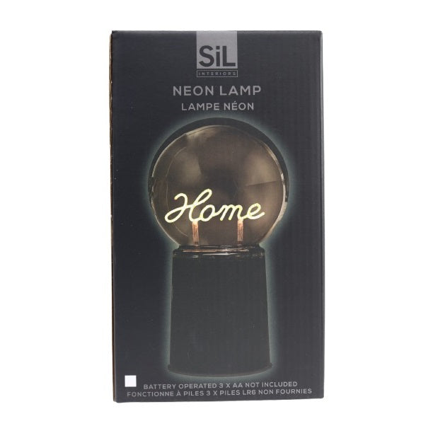 SiL Interiors Neon Bar Lamp Black 12cm x 12cm x 22cm EL0988 | Battery Operated LED Light | Retro Glow Light for Home Decor | 3 AA Battery Powered | Stylish Night Light for Bar Area