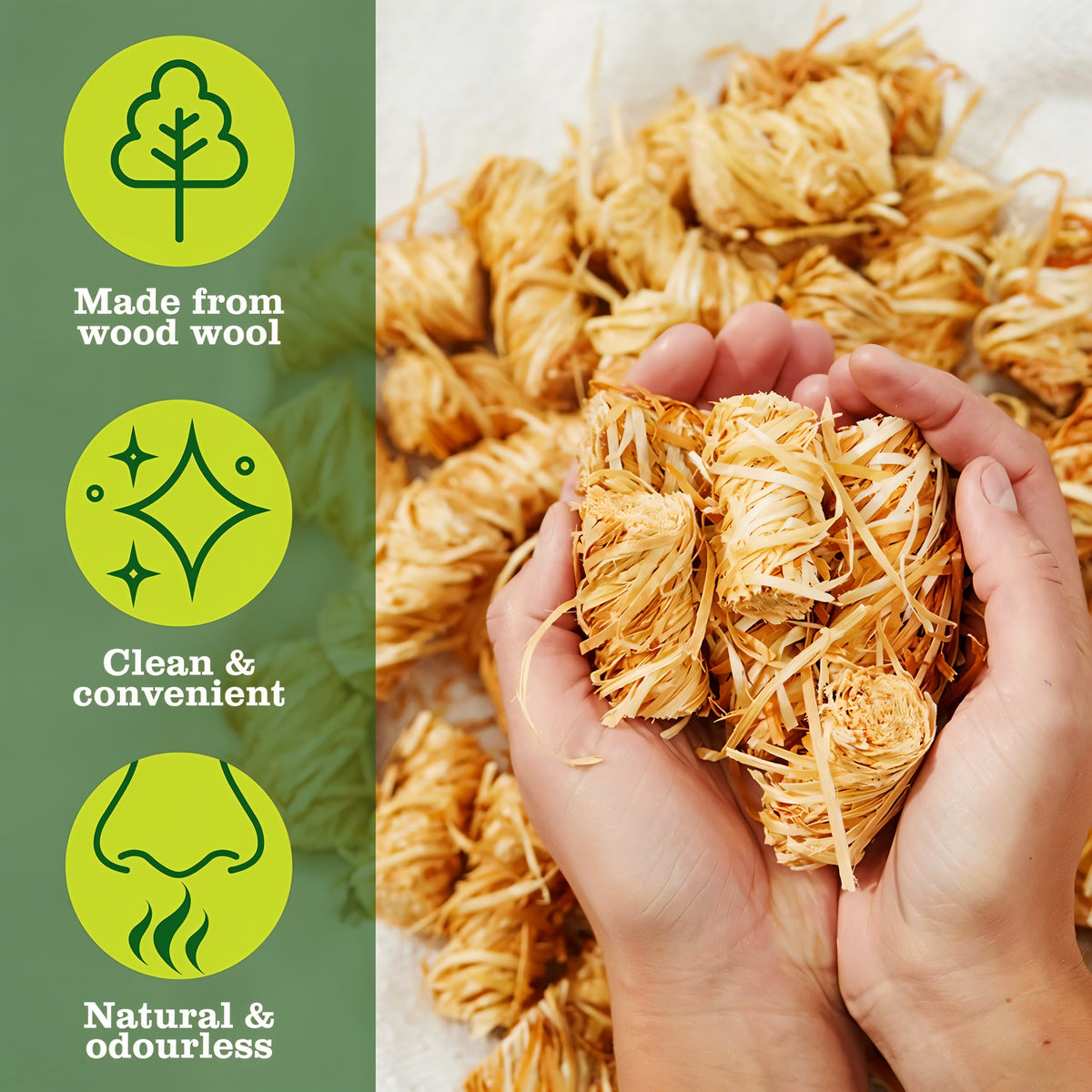 Flamers Firelighters Natural Pack of 24 FLAMERS24-576 | For Fires and Barbecues | Made from Natural - Renewable - Untreated Wood Shavings Dipped in Wax | Long Burn | Odourless | Easy to Light | Clean and Convenient | Great for Wood Burning stoves - Open