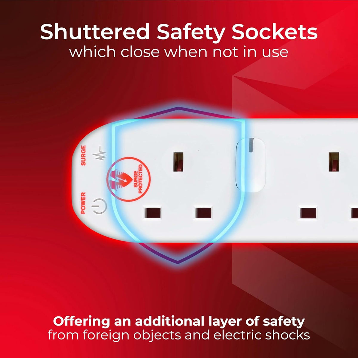 Masterplug Switched Surge Extension Lead White 13A SWSRG6210N | Surge Protected | 2 Meter Cable | 6 Socket | Protects your Valuable Equipment and Control the Power to Each Individual Socket