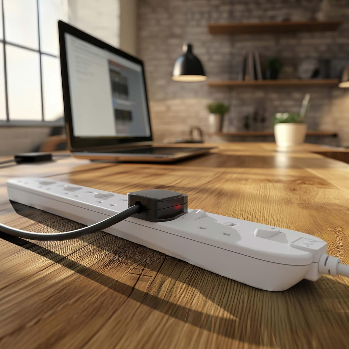 Masterplug Switched Surge Extension Lead White 13A SWSRG6210N | Surge Protected | 2 Meter Cable | 6 Socket | Protects your Valuable Equipment and Control the Power to Each Individual Socket