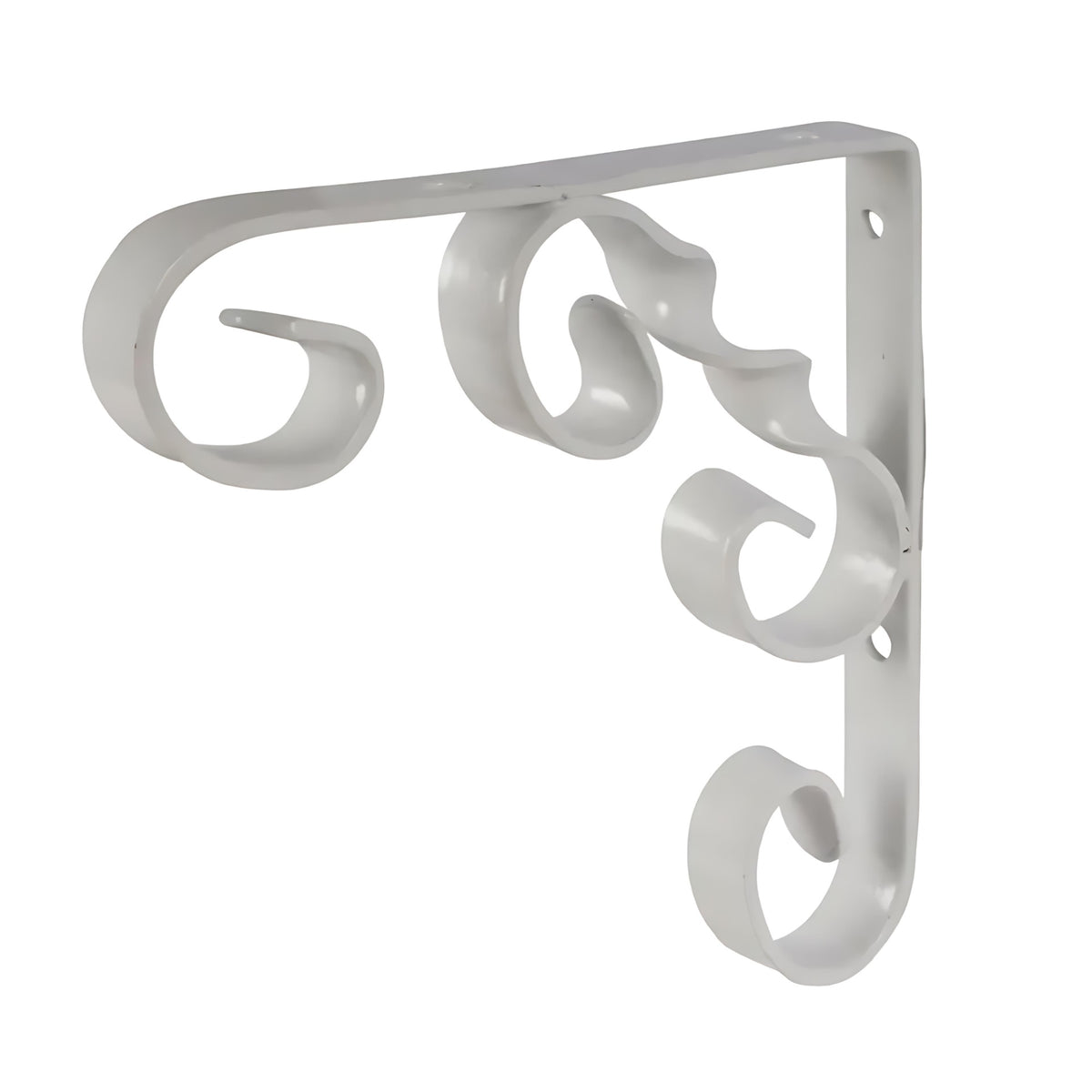 Dekton Twisted Wrought Iron Scroll Powder Coated Shelf Bracket White 8-Inch x 8-Inch DH08135