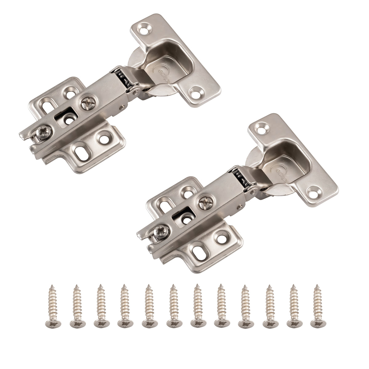 Frisco Eclipse Cabinet Hinges Silver 35mm Pack of 2 99020 | 105 Degree Full Overlay | 3D Soft Close | Clip on Fixing
