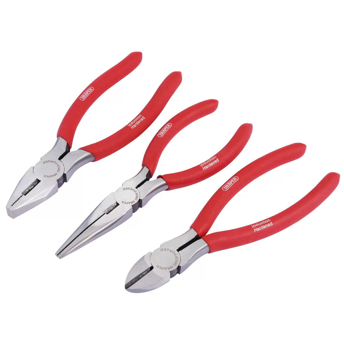 Draper Redline PVC Dipped Handles Pliers Set Red 160mm Set of 3 67924