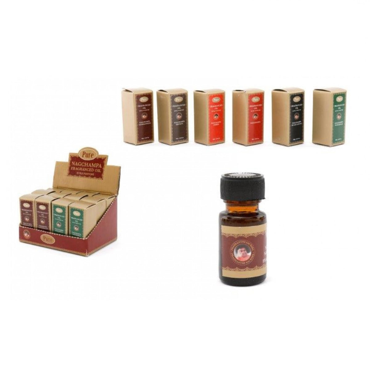 SiL Pure Nagchampa Fragranced Oil Multicoloured 10ml Pack of 1 40g FR1254 | Assorted Fragrance Bottle | Includes Black Opium-Amber-Patchouli-Sandalwood and Nirvana Scents