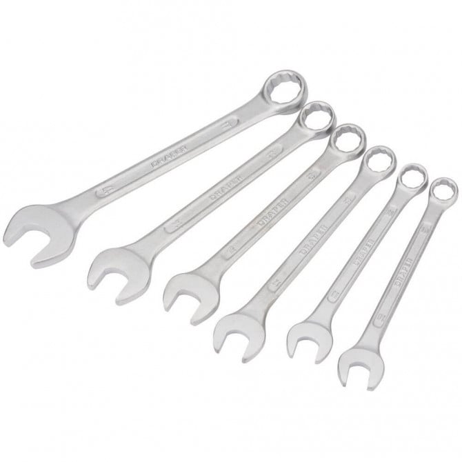 Draper Redline Metric Combination Spanner Set Chrome Pack of 6 68479