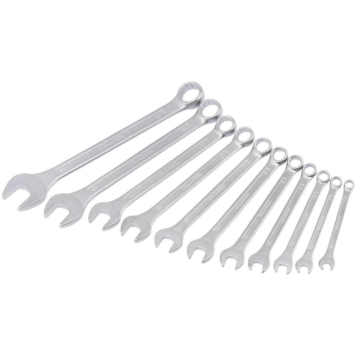 Draper Redline Metric Combination Spanner Set Chrome Pack of 11 68481
