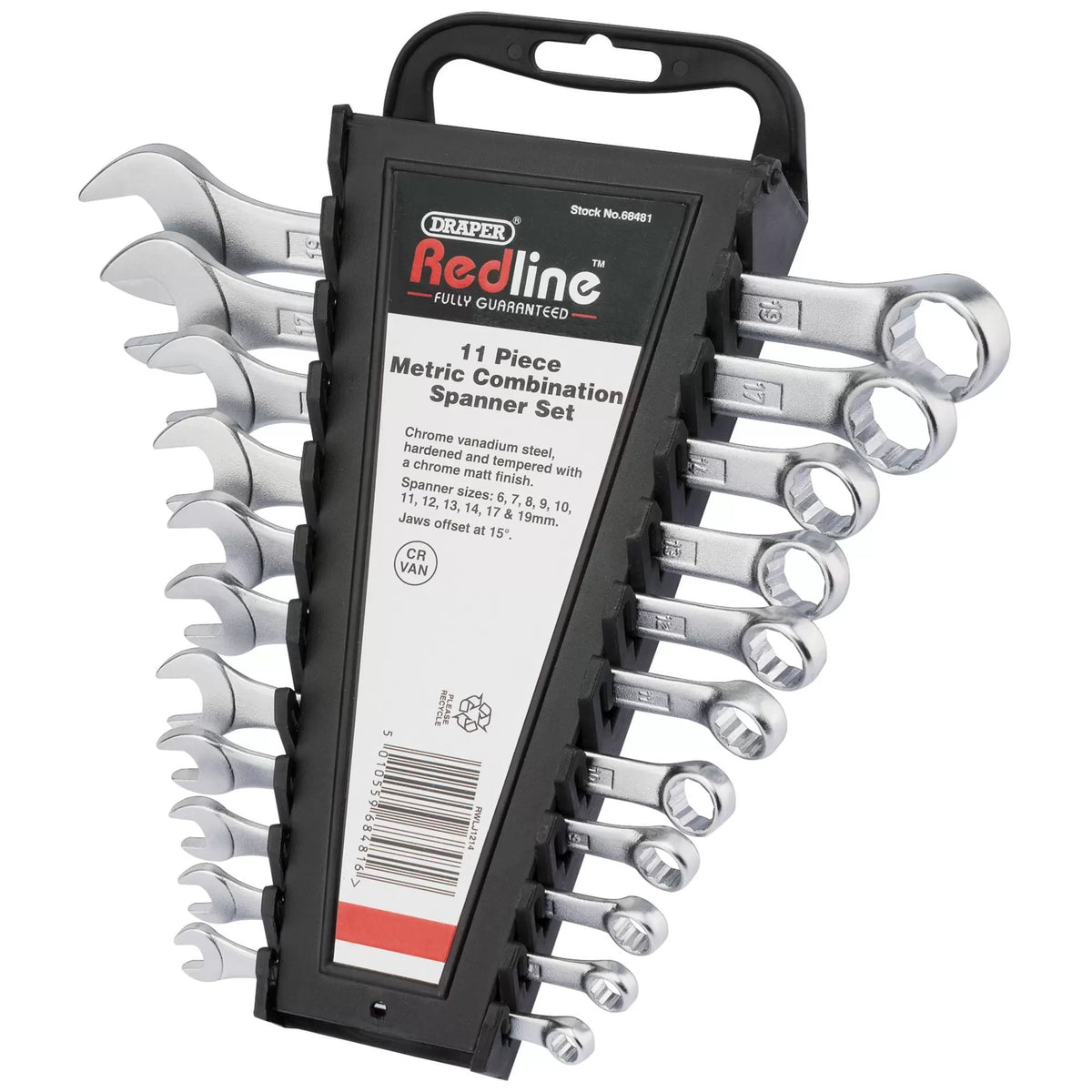 Draper Redline Metric Combination Spanner Set Chrome Pack of 11 68481