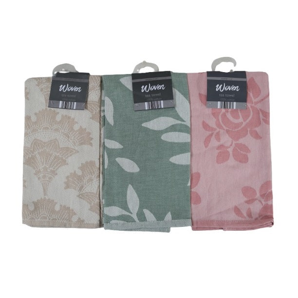 Country Club Woven Tea Towels Multicoloured Pack of 1 KTP232299 | Assorted Designs | 100 Percent Cotton | Absorbent and Durable | Durable Dish Cloths