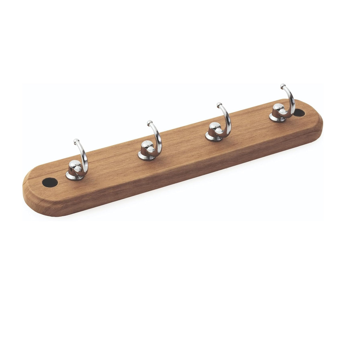 Bluecanyon Wooden Wall 4 Hook Rack Pine Finish Brown 22cm x 4.4cm x 1cm HK2012-4 | With Chrome Hooks | Space-Saving Door Hanger Rack | Stylish and Durable | Fits Most Standard Doors | Keeps Room Clutter Free