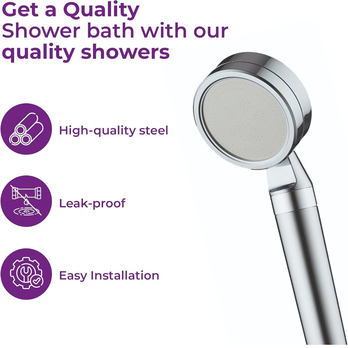 Bluecanyon Europa Single Mode Chrome Finish Shower Head with Filter Silver 10cm x 7cm SH2012 | With Stainless Steel Faceplate | Compatible with All Systems | With Water Purifying Calcium Sulphite Beads | Hard Water Filter Shower Spray | High-Pressure