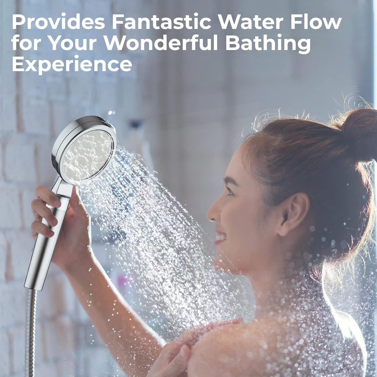 Bluecanyon Europa Single Mode Chrome Finish Shower Head with Filter Silver 10cm x 7cm SH2012 | With Stainless Steel Faceplate | Compatible with All Systems | With Water Purifying Calcium Sulphite Beads | Hard Water Filter Shower Spray | High-Pressure