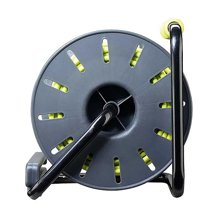 Masterplug Pro-XT 1 Socket Cable Reel with Carry Handle Grey and Green 25Mtr OMU2513FL3IP-PX | 13Amps | Heavy Duty Extension Lead | Ideal for Site and Workshop Use