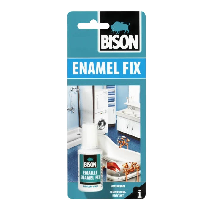 Bison Enamel Fix Adhesive White 20ml 6305648 | Waterproof and Temperature-Resistant Repair Paint | For Baths-Sinks and Tiles
