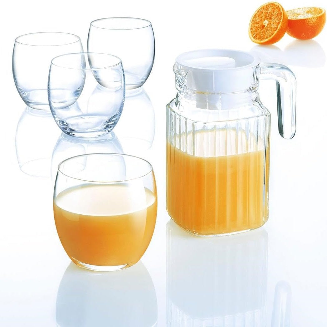 Luminarc Quadro Glass Water Jug with Lid Clear 500ml 75201 | Pitcher with Handle | Ideal for Juice-Milk and Beverages