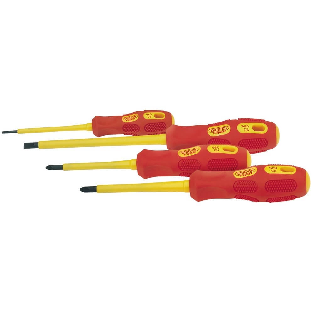 Draper Expert Fully Insulated Screwdriver Set Yellow and Red Pack of 4 69233