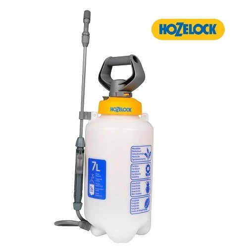 Hozelock Standard Pressure Sprayer White 7Ltr 42319012 | Supplied With Complete Fittings | Garden Pump Action Sprayer | For Pesticides-Fertiliser and Weedkiller | Adjustable Nozzle and Shoulder Strap Included