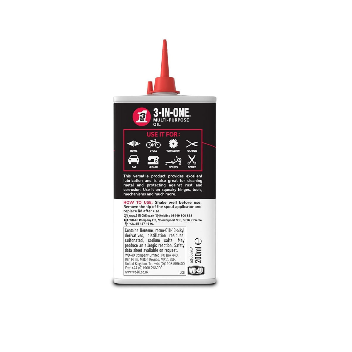 3-IN-ONE Multi-Purpose Drip Oil White and Black 200ml 44231-P | Lubricates | Cleans and Prevents Rust | Precision Nozzle for Easy Application | For Cycle-Workshop-Garden and Much More | Great for Cleaning Metal | Protection Against Rust