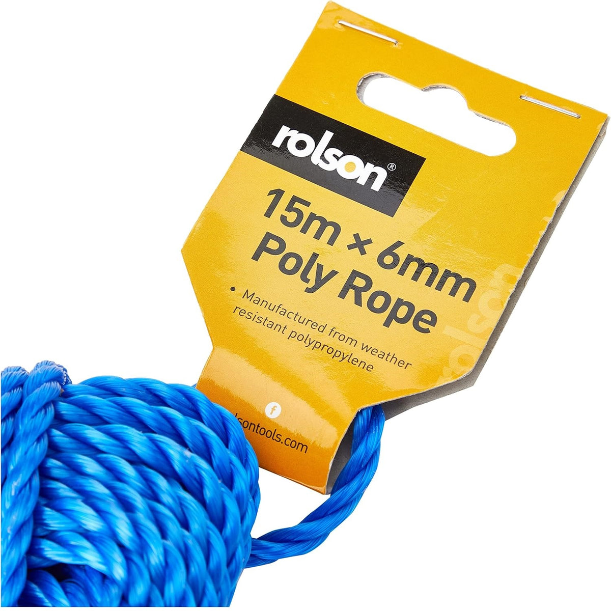 Rolson Heavy Duty Poly Rope Assorted Colours 15Mtr x 6mm 44262 | Durable Weather-Resistant | Polypropylene Cord | For General Use-Camping and DIY Tasks