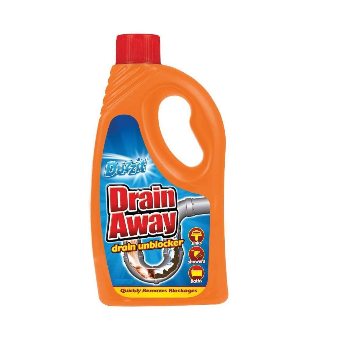 151 Duzzit Drain Away Drain Unblocker Orange 400ml DZT103512 | Powerful Sink-Bath and Shower Drain Cleaner | Quickly Removes Blockages