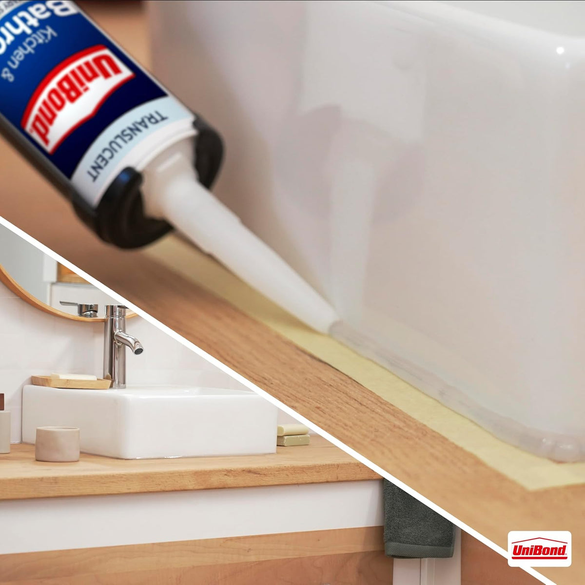 Unibond Anti-Mould Sealant Translucent 300ml 2079323 | Kitchen and Bathroom | Sanitary Silicone Sealant | Waterproof | Long Lasting | Permanently Flexible