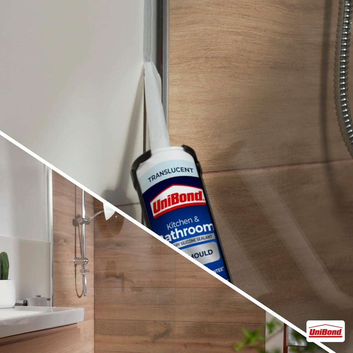 Unibond Anti-Mould Sealant Translucent 300ml 2079323 | Kitchen and Bathroom | Sanitary Silicone Sealant | Waterproof | Long Lasting | Permanently Flexible