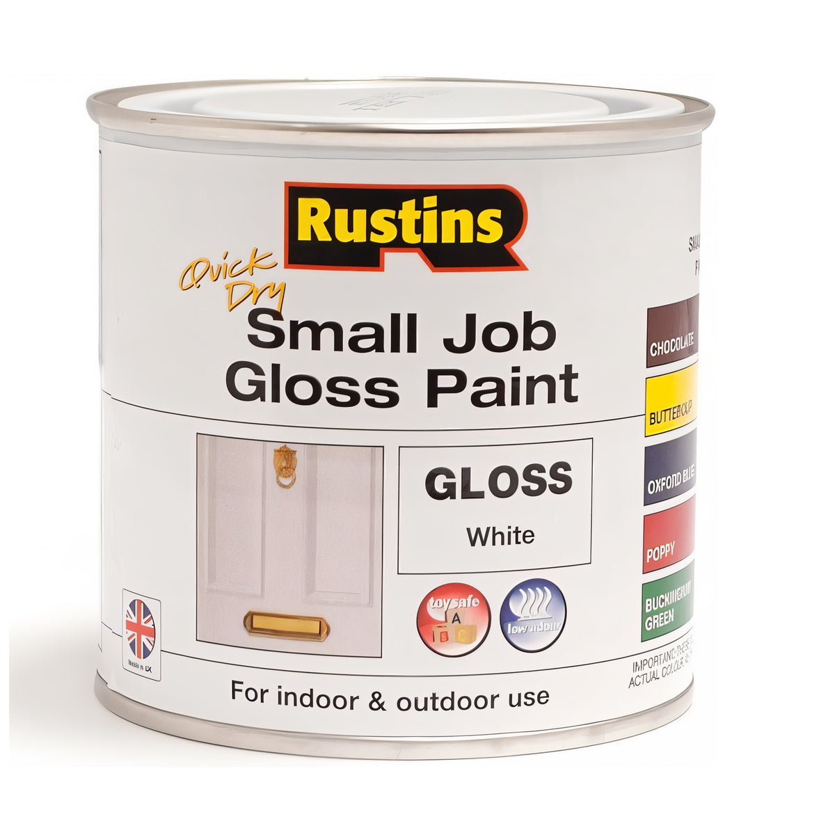 Rustins Quick Dry Small Job Gloss Paint White 250ml | For Indoor and Outdoor Use