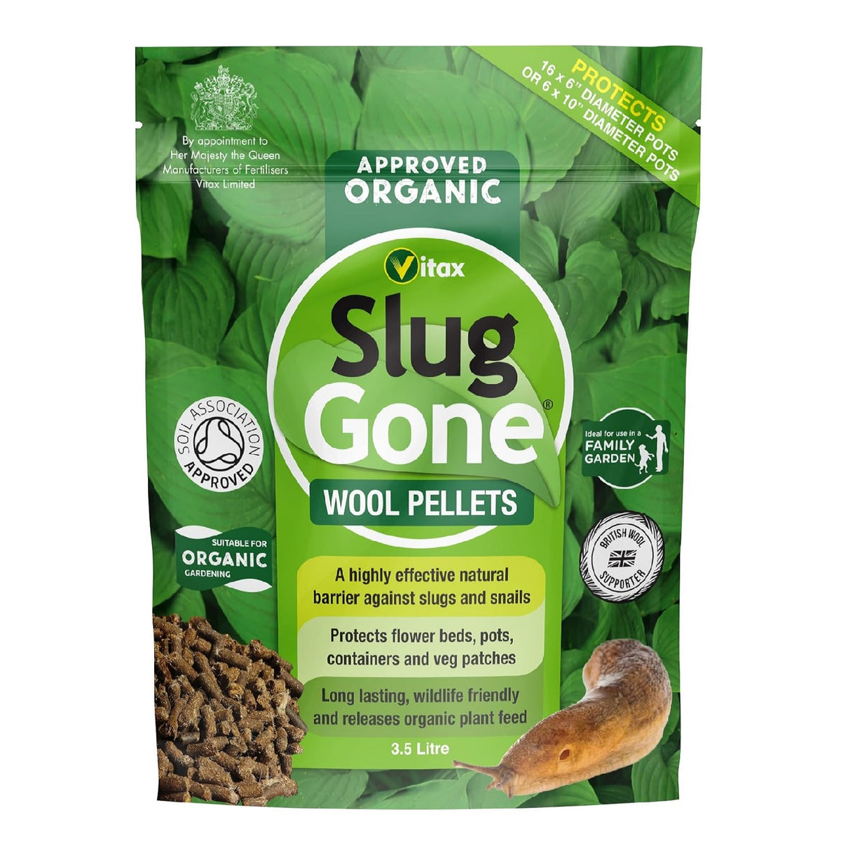 Vitax Slug Gone Wool Pellets Brown 3.5L 5SLG35 | Ideal for Use in a Family Garden | Suitable for Organic Gardening