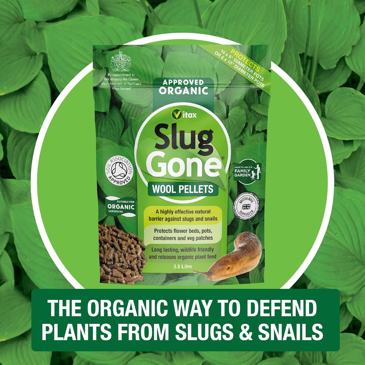 Vitax Slug Gone Wool Pellets Brown 3.5L 5SLG35 | Ideal for Use in a Family Garden | Suitable for Organic Gardening