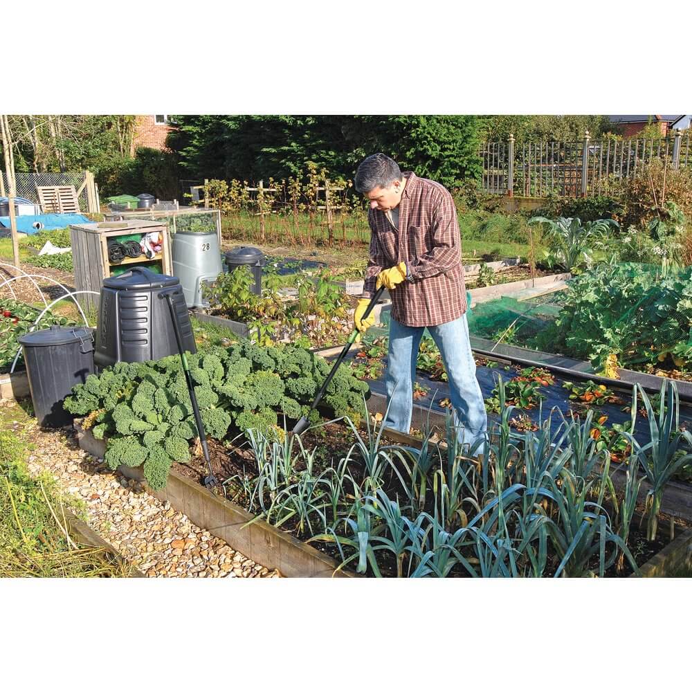 Draper Carbon Steel T Shape Long Handle Gardening Work Hand Trowel Black and Green 88803