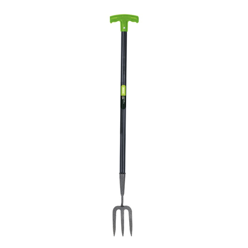 Draper Carbon Steel T Shape Handle Gardening Work Hand Fork Black and Green 88804