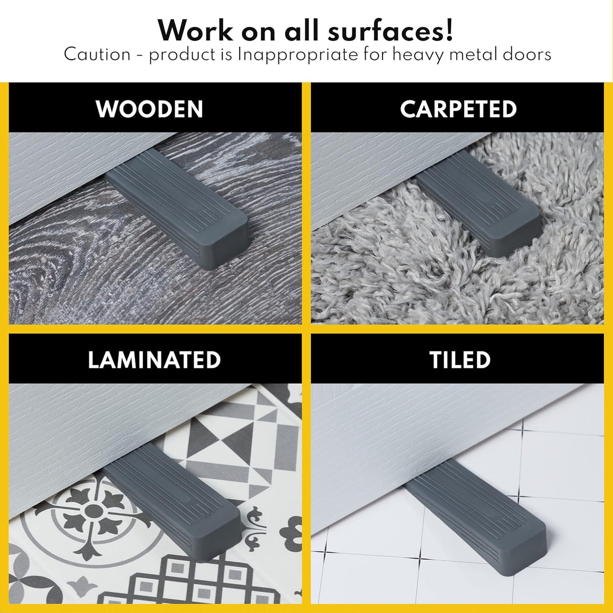 Starpack Rubber Door Stopper Wedge Grey 72112 | Non-Slip Design | Works on Wooden-Carpeted-Laminated and Tiled Floors