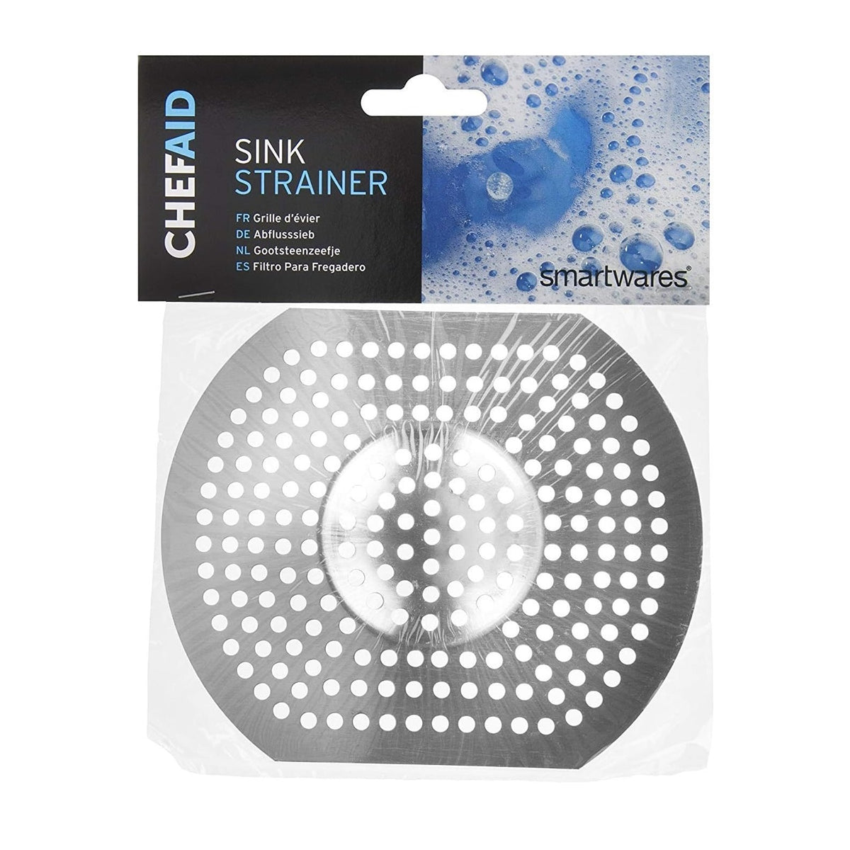 Chef Aid Stainless Steel Sink Strainer Silver Large 10E02382 | Prevents Clogs | Rust-Resistant | Fits Most Standard Drains