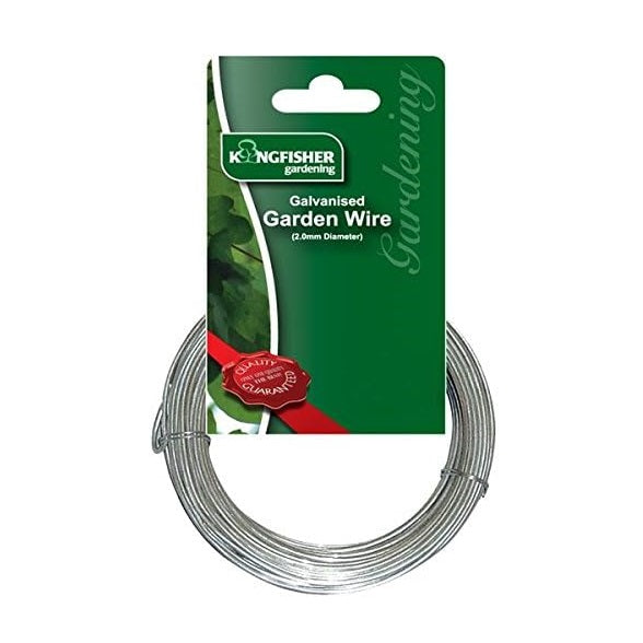 Kingfisher Multipurpose Galvanised Garden Wire Silver 10Mtr x 2mm GSW103C | Strong Tying Wire for Plants-Fencing and DIY Projects