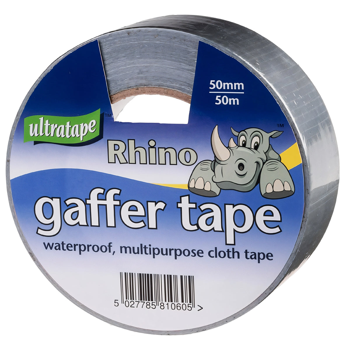 Rhino Ultratape Gaffer Tape Silver 50mm x 50Mtr 067371 | Waterproof | Multipurpose Cloth Tape