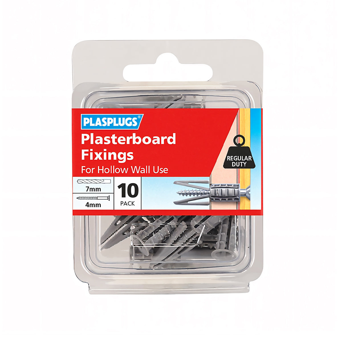 Plasplug Standard Plasterboard Hollow Wall Fixings Assorted Pack of 10 CF104 | Regular Duty
