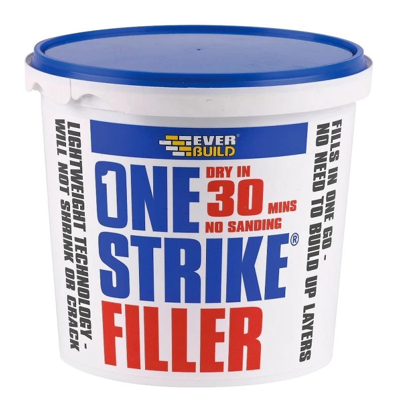 Everbuild One Strike Filler White 450ml ONE05 | Dry in 30 Mins No Sanding | Lightweight Technology - Will Not Shrink or Crack | Fills in One Go - No Need to Build Up Layers