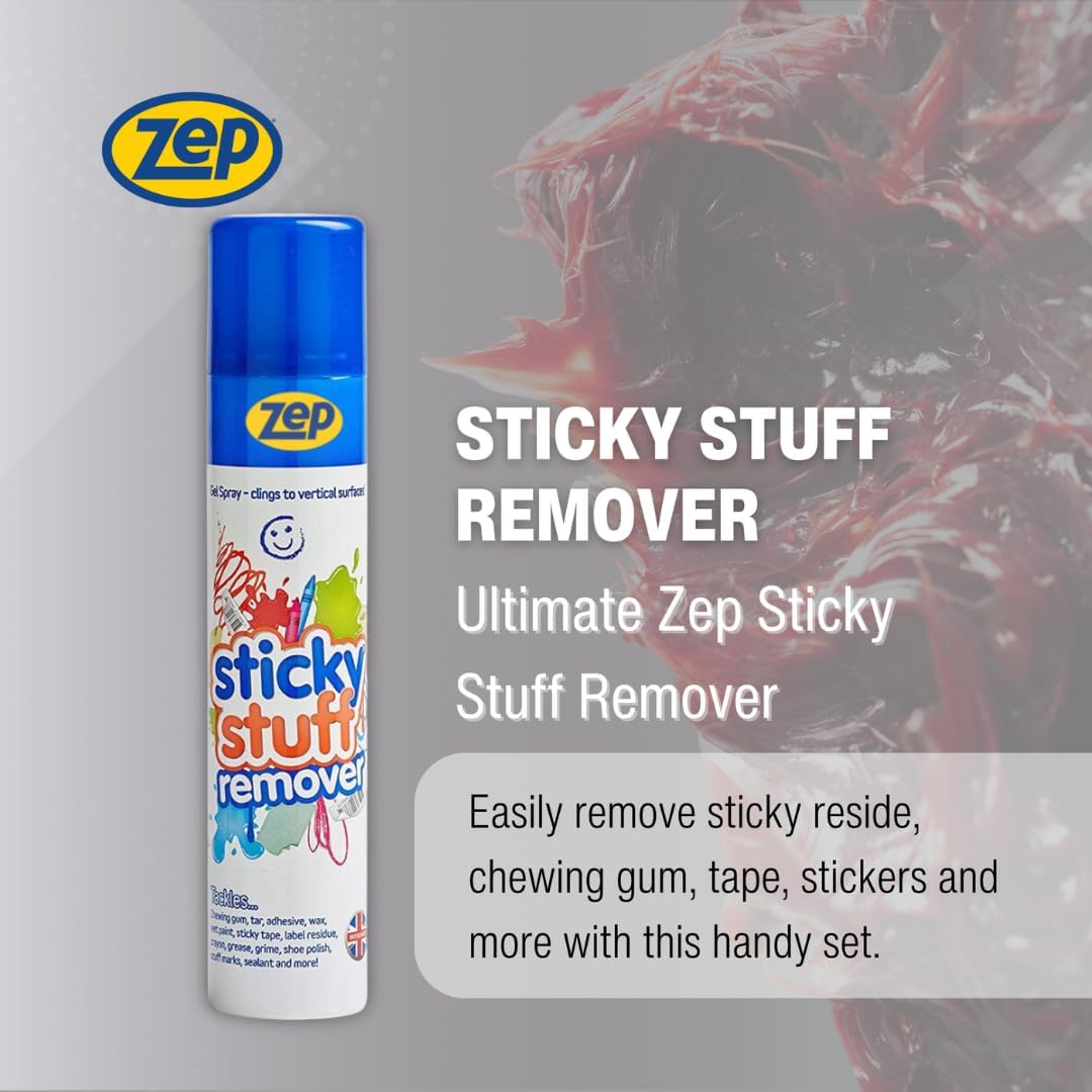 Zep Sticky Stuff Remover Multicoloured 100ml ZEP001 | Powerful Gel Spray | For Removing Stickers-Labels-Grease-Tar and Adhesive Residue | Ideal for Home-Office and Industrial Use | Fast Acting Formula | Versatile