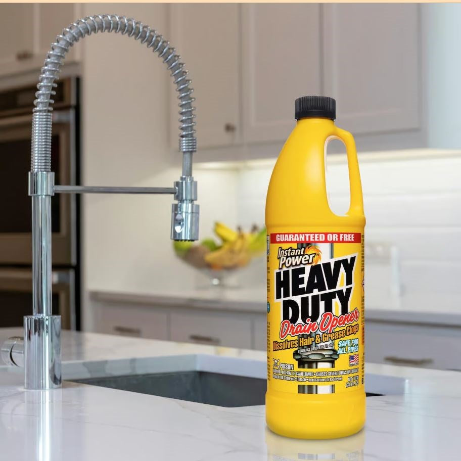 Oracstar Instant Power Heavy Duty Drain Opener Yellow 1Ltr UB1870 | Powerful Formula | Dissolves Hair and Grease Clogs | Safe for All Pipes