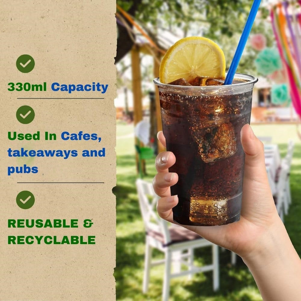 Caroline Plastic Tumblers Clear 500ml Pack of 12 1623 | Disposable Drinking Cups | Ideal for Parties-Events and Catering Use
