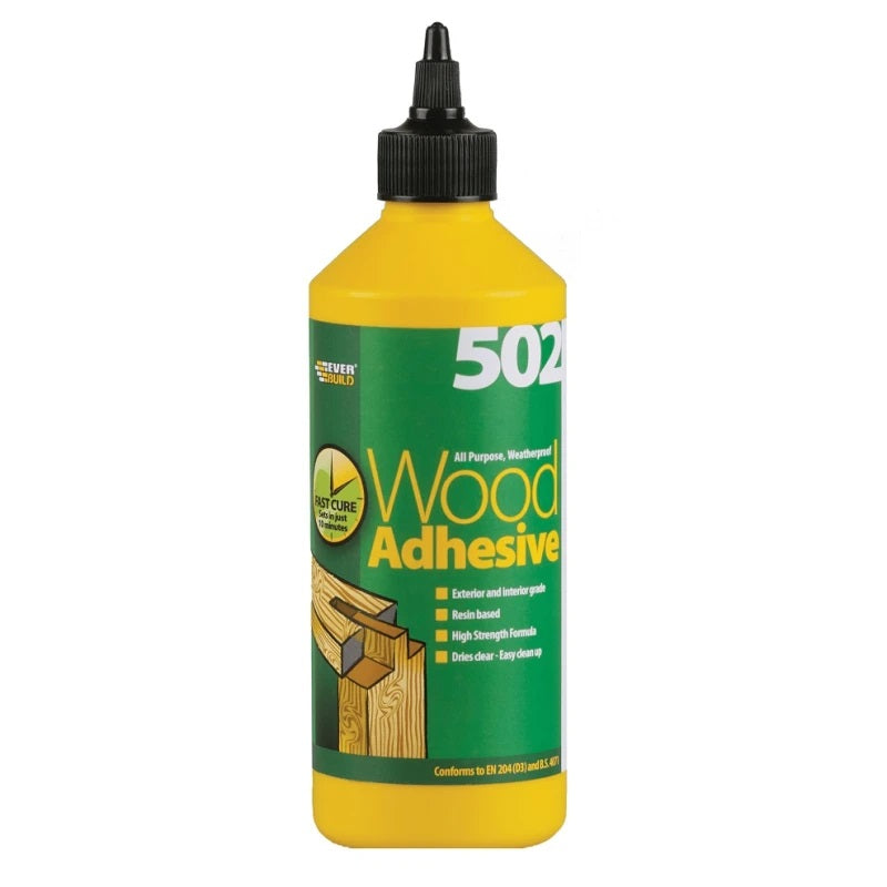 Everbuild 502 All Purpose Weatherproof Wood Adhesive Clear 1Ltr WOOD1
