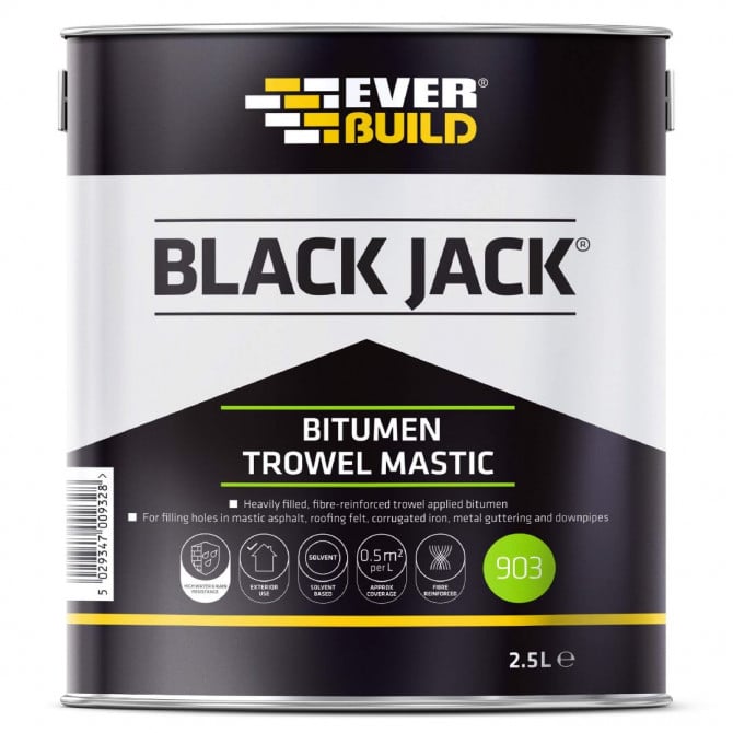 Everbuild 903 Bitumen Trowel Mastic Black 2.5Ltr 90302