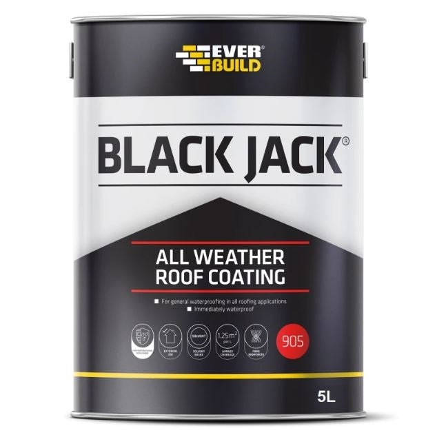 Everbuild 905 All Weather Roof Coating Black 5Ltr 90505
