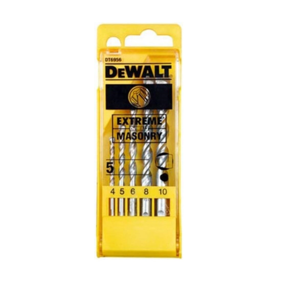 Dewalt Extreme Masonry Drill Bit Set Silver Pack of 5 DT6956 | Made from Hardened Carbide | For Concrete-Stone and Brick Drilling | Set Includes 4mm-5mm-6mm-8mm-10mm