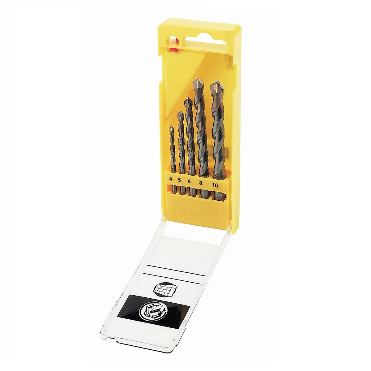 Dewalt Extreme Masonry Drill Bit Set Silver Pack of 5 DT6956 | Made from Hardened Carbide | For Concrete-Stone and Brick Drilling | Set Includes 4mm-5mm-6mm-8mm-10mm