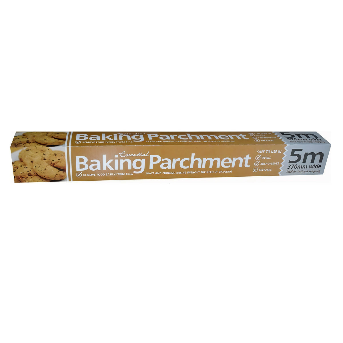 Essential Baking Parchment Paper White 370mm x 5Mtr 8005179 | Remove Food Easily from Tins | Trays and Pudding Basins without the Need of Greasing | Safe to Use in Ovens - Microwaves - Freezers | Ideal for Baking and Wrapping